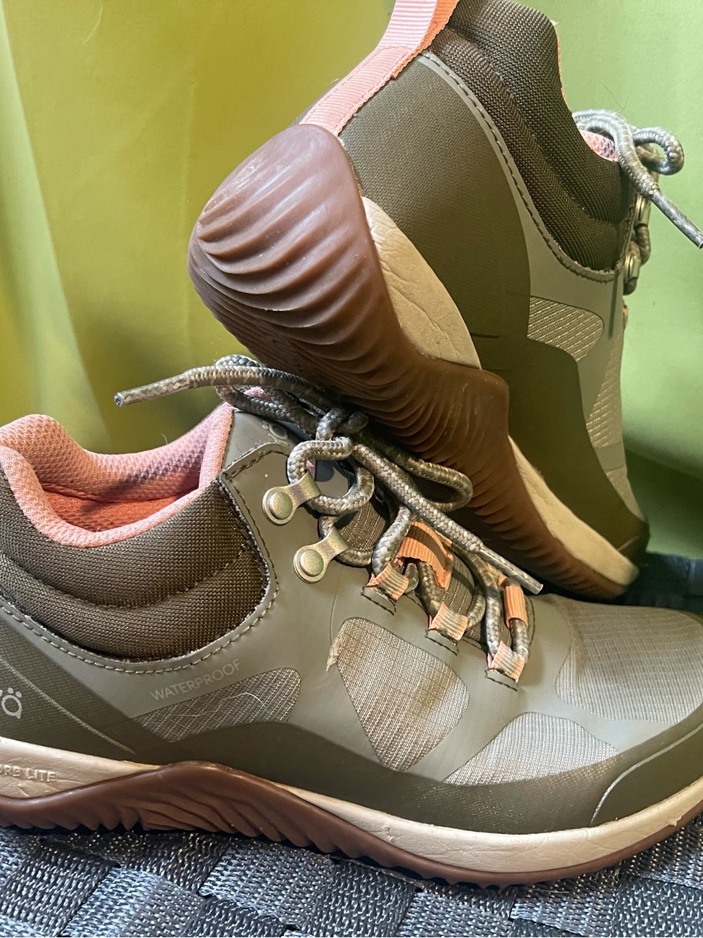 Ryka Olive Green and Pink Athletic Hiking Sneakers